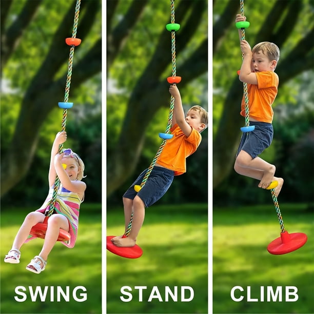 Qunler Tree Swing for Children - 3-in-1 Climbing Rope Set with Platforms and Disc Seat, Versatile Indoor/Out of doors Swing for Bushes and Treehouses, Single Unit, Pink